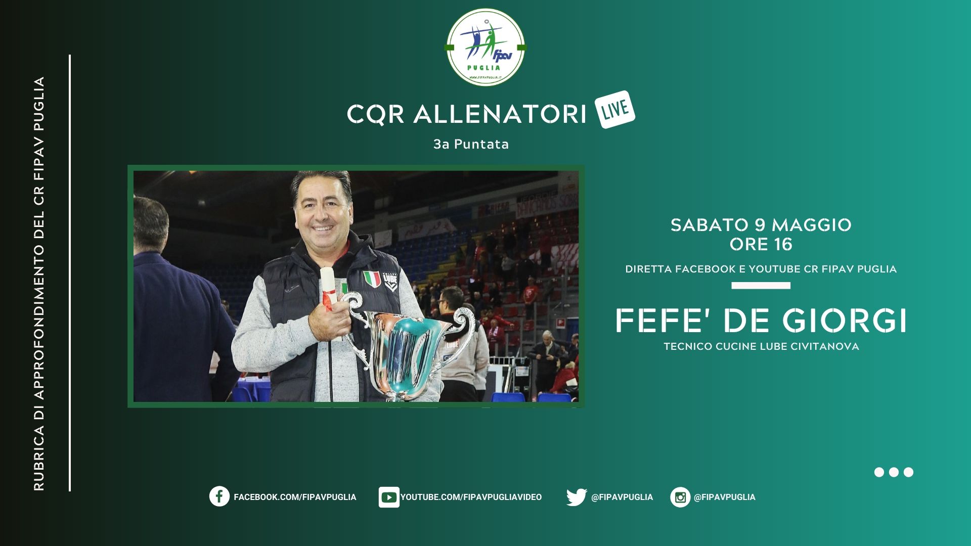 08-05-2020: #fipavpuglia – Fefè De Giorgi domani ospite di “CQR Allenatori Live”