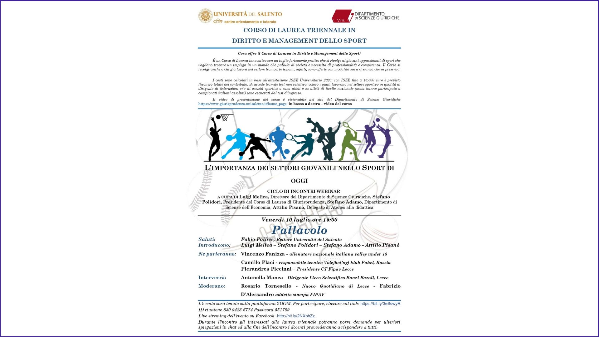 08-07-2020: #volleysalento – L’importanza dei settori giovanili nello sport di oggi, seminario dell’UniSalento