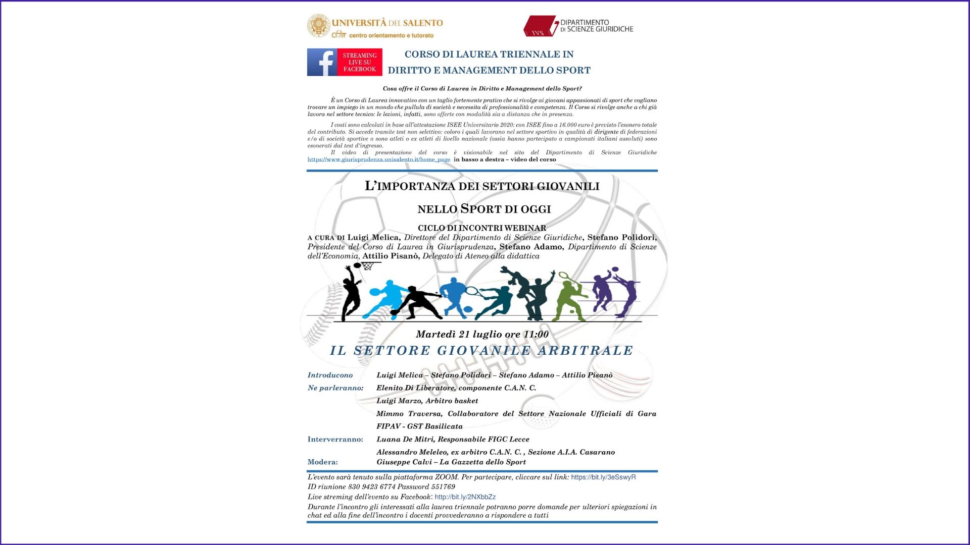 20-07-2020: #unisalento – Il settore arbitrale al centro di un seminario dell’UniSalento