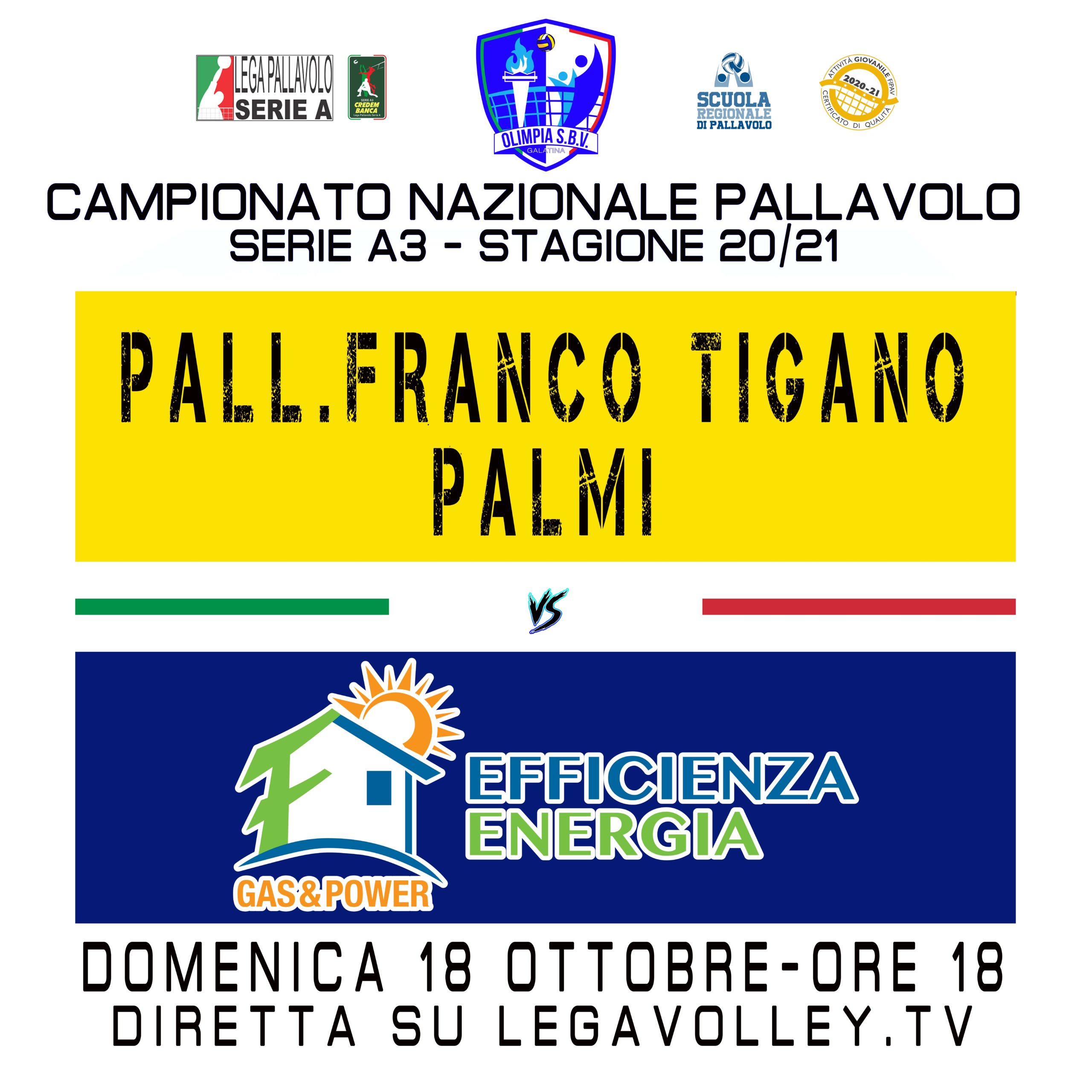 16-10-2020: #A3MVolley – Esordio storico contro Palmi per Efficienza Energia