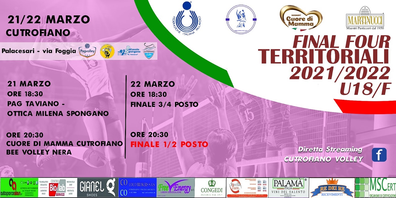 21-03-2022: #fipavlecce – Oggi a Cutrofiano la Final4 territoriale U18 femminile