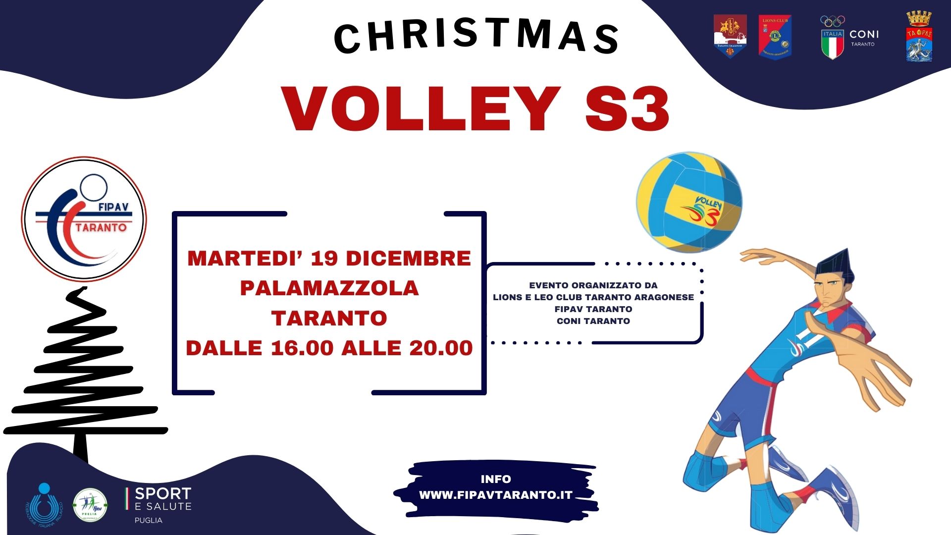 07-12-2023: #fipavtaranto – “Volley Christmas S3”, una grande festa di Natale il 19 dicembre al PalaMazzola di Taranto