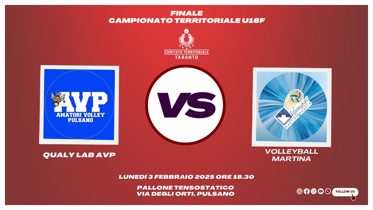 31-01-2025: #fipavtaranto – Campionato U18F, a Pulsano lunedì 3 febbraio la finale territoriale