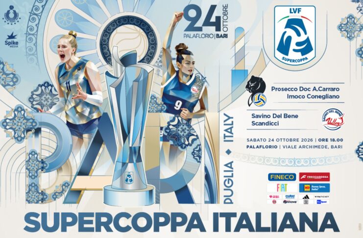 07-10-2026: La Supercoppa Italiana arriva a Bari, Conegliano e Scandicci si sfidano al PalaFlorio
